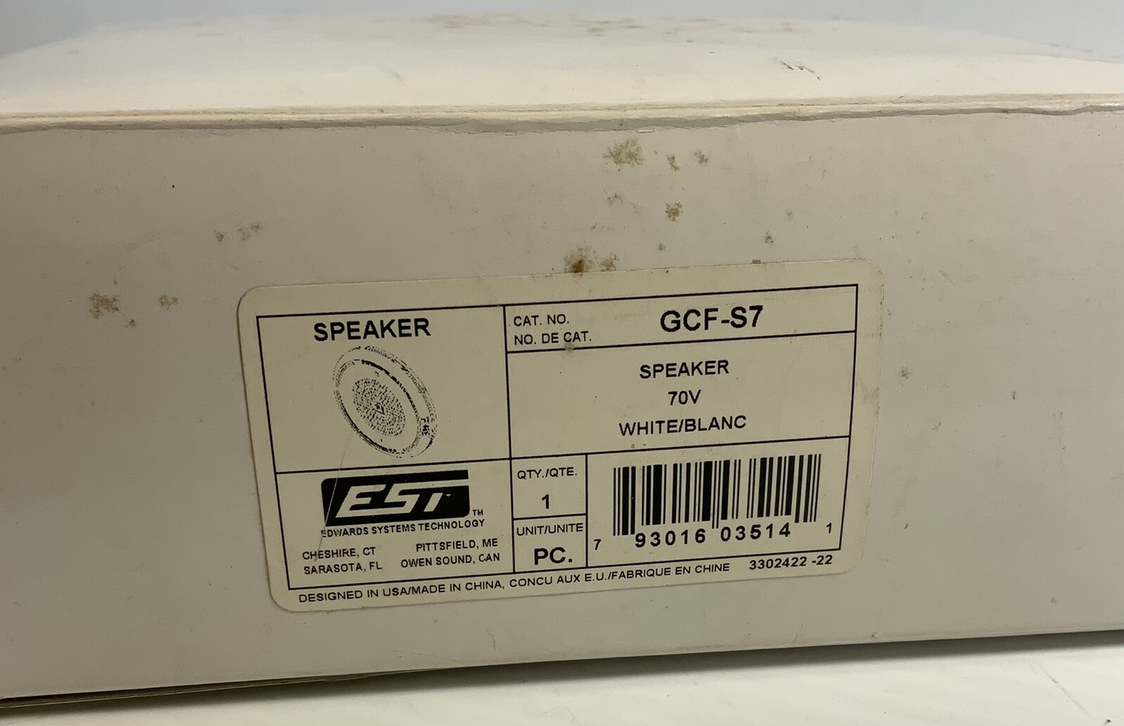 New EDWARDS GCF-S7 Speaker 70 Volt Fire Alarm
