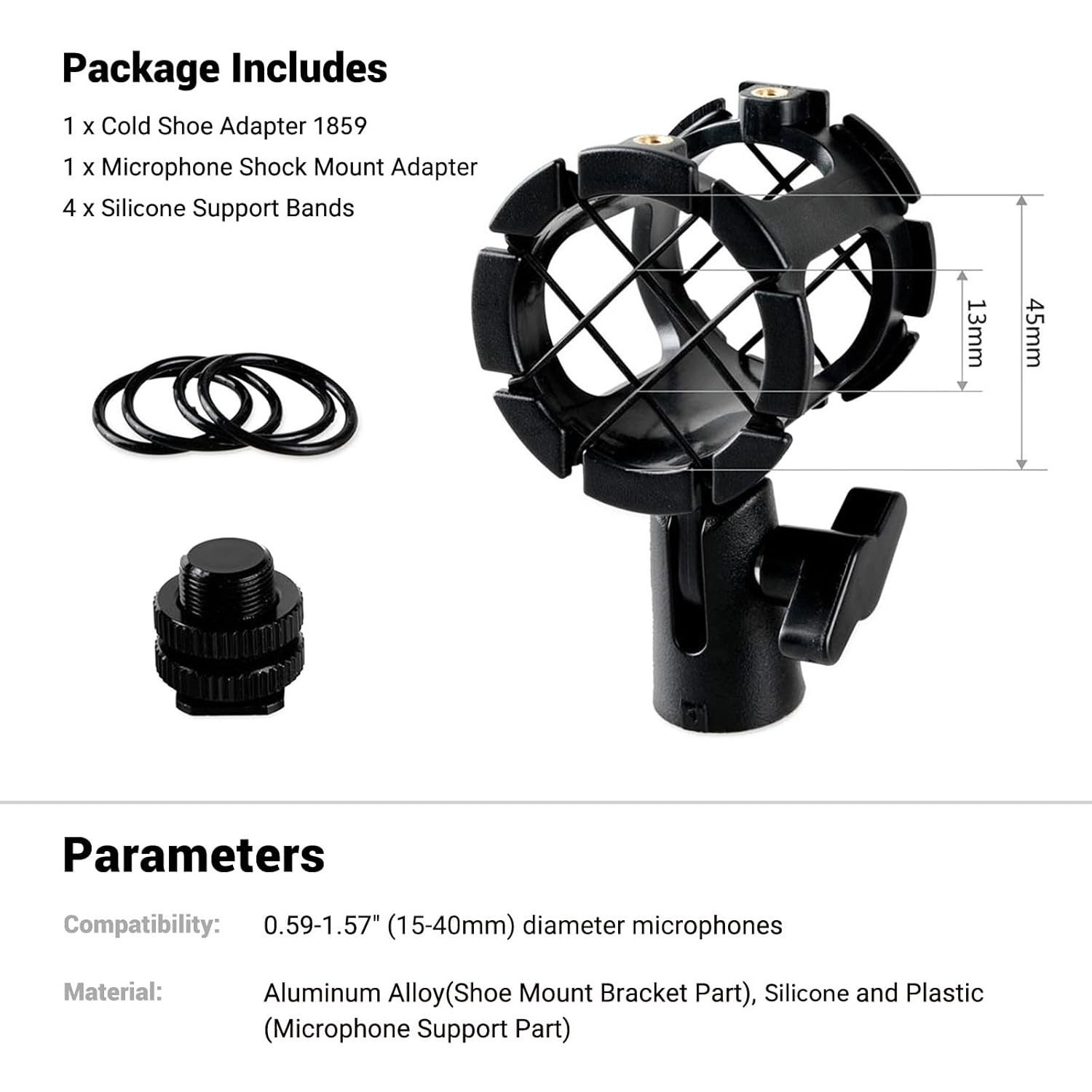 Cold Shoe Microphone Shock Mount Adapter for Camera and Boompole Use