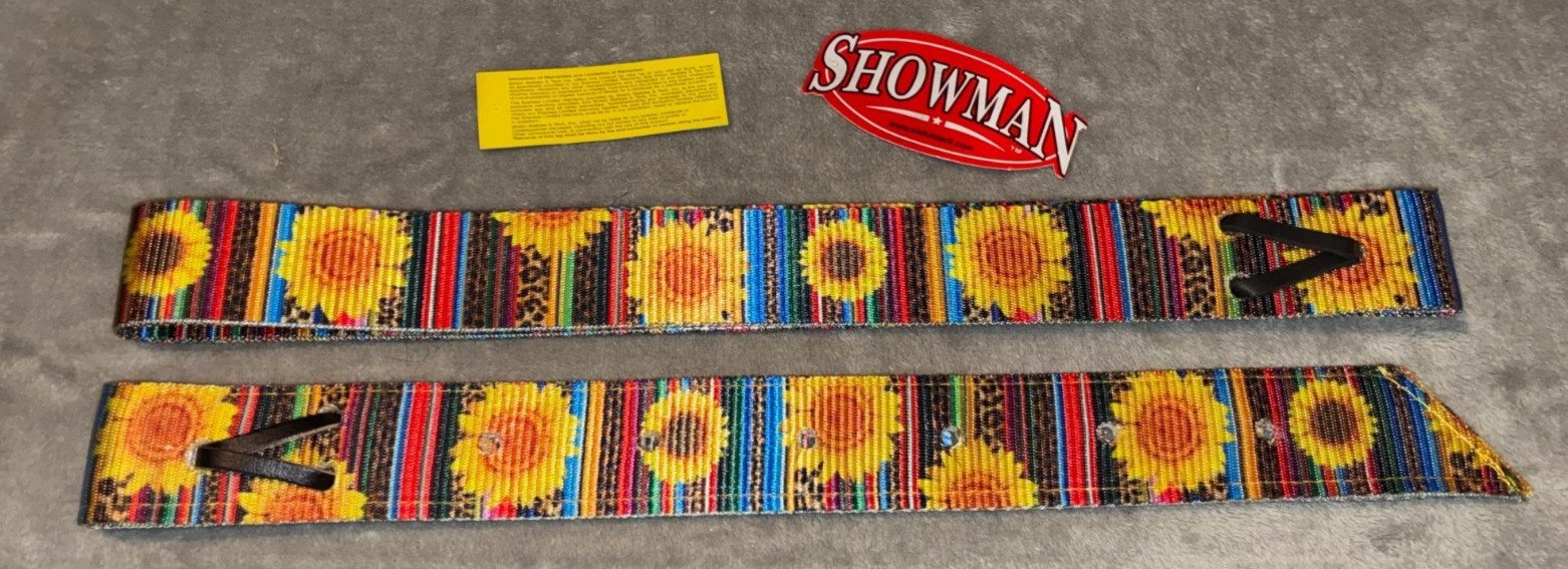 NWT SHOWMAN SUNFLOWER LATIGO STRAP AND OFF BILLET SET 2 PLY #177703CS