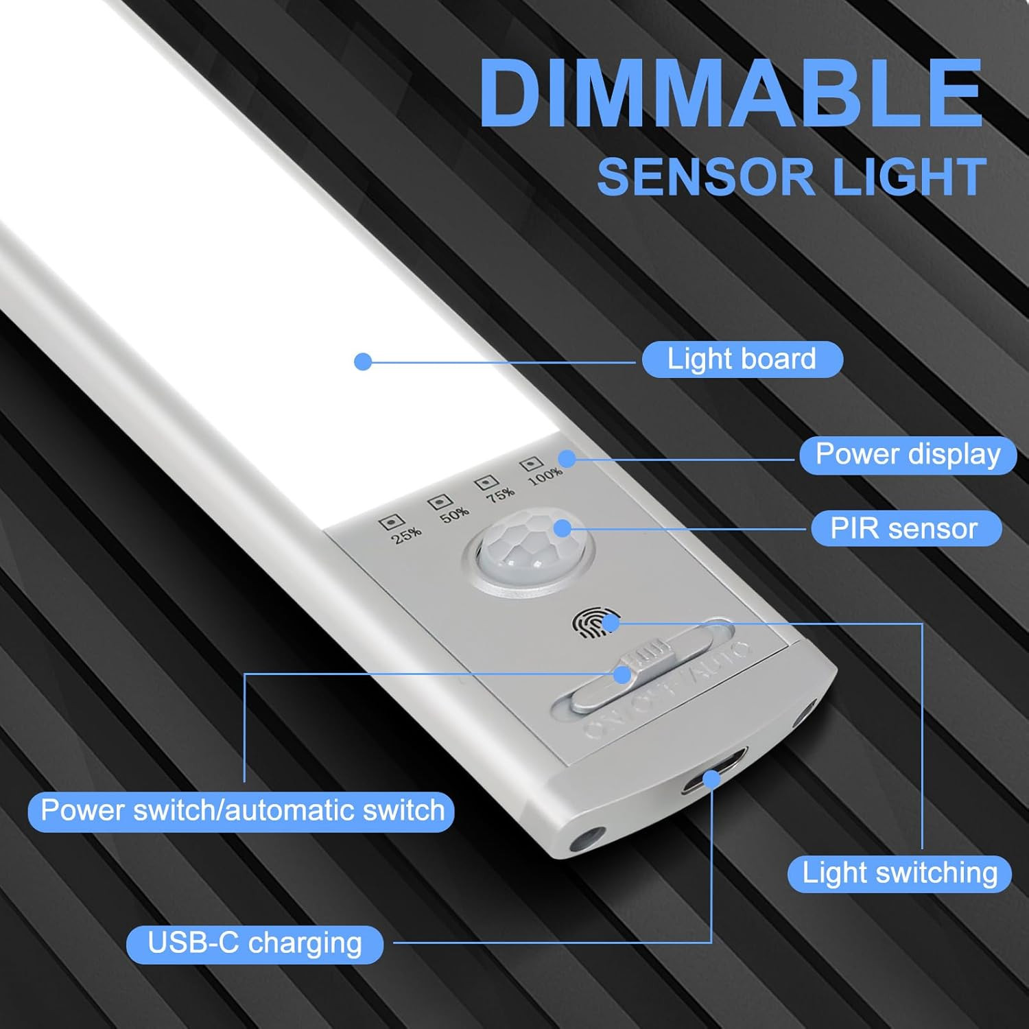 Under Cabinet Lighting, 2Pack Motion Sensor Light Indoor with 3 Color Temps, Rec