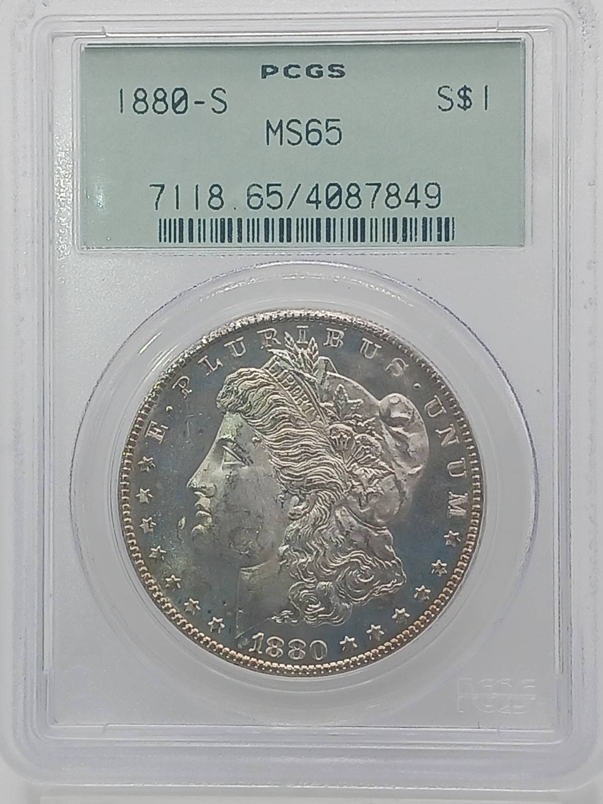 1880 S Morgan Silver Dollar PCGS MS-65 Slight Rim Toning