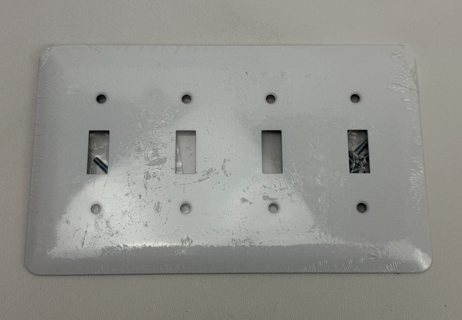 Mulberry 75074 - 5 Gang Toggle White Metal Wallplate Switch Cover - NEW