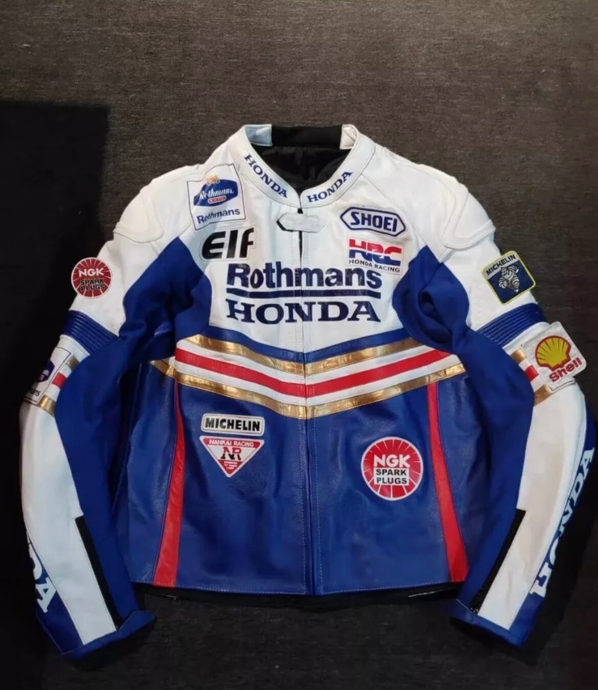 HONDA ROTHMANS  LEATHER RACING JACKET ARMOR PROTECTED CE APPROVED NEW MEN BIKER