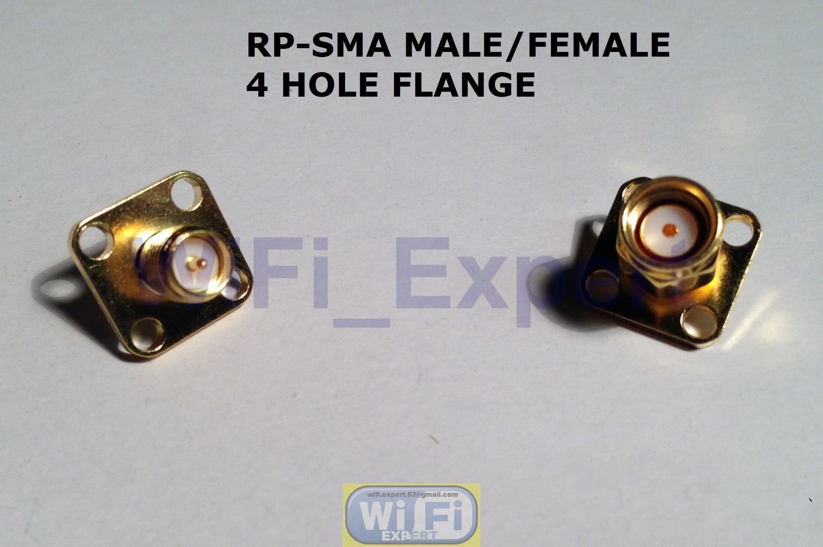 1 x RP-SMA Male or Female with 4 holes Flange Deck Solder RF Cable Connector USA