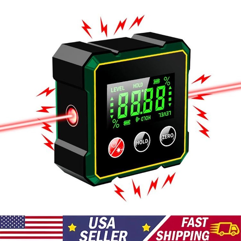 Digital Angle Finder Angle Gauge Electronic Laser Lavel 4-side Magnet Protractor