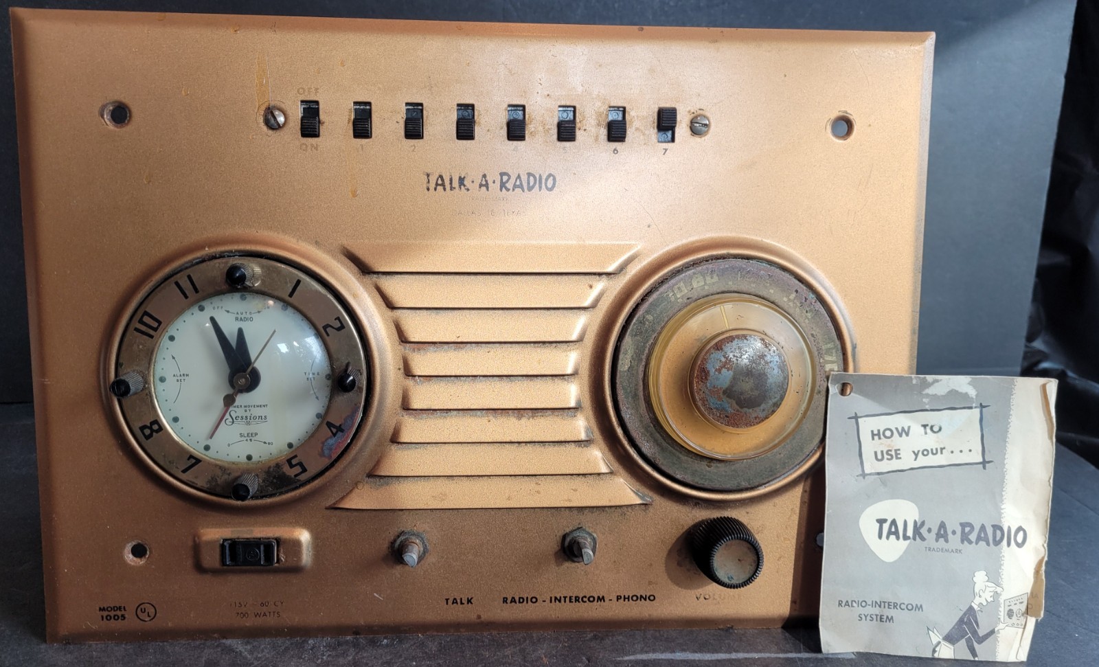 Talk-A-Radio Intercom Radio Clock with Instruction Manual