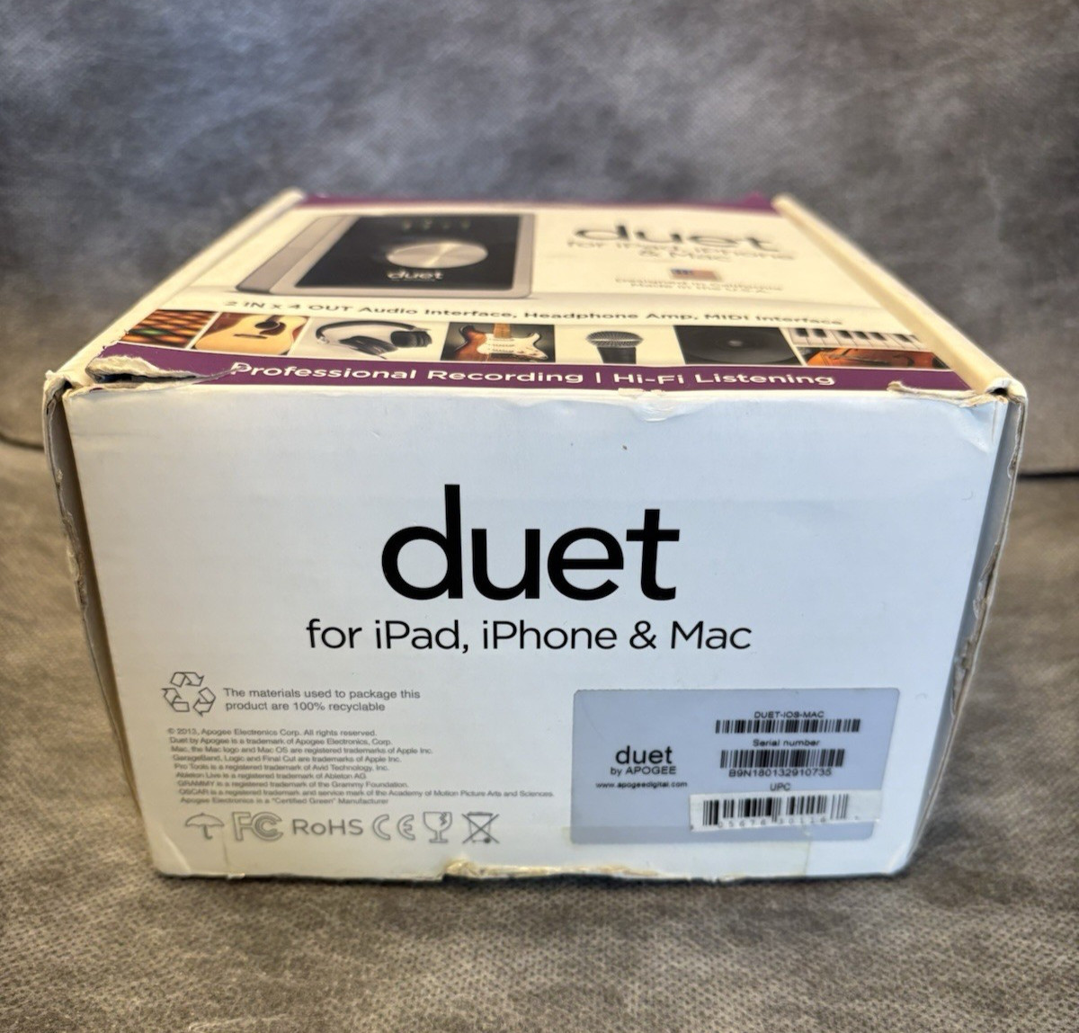 Apogee Duet Audio Music Interface iPhone iPad Mac Box Cables Books