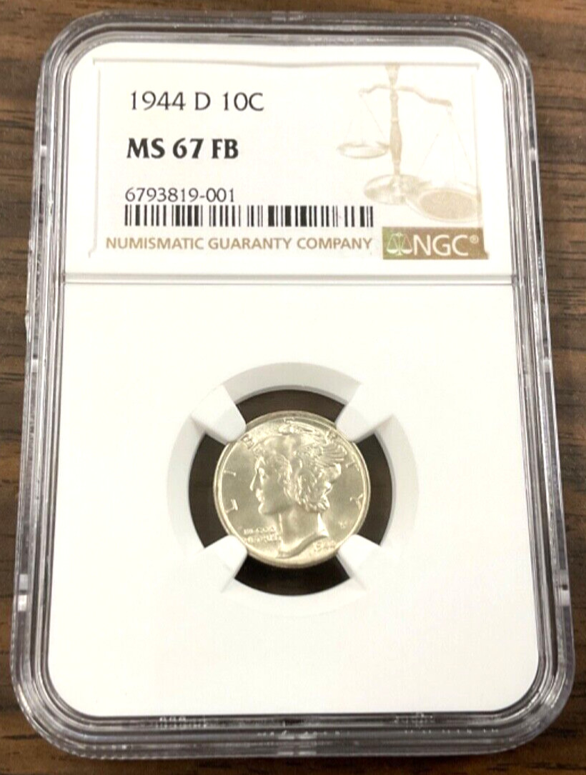 1944-D Mercury Dime NGC MS67 FB bright white.