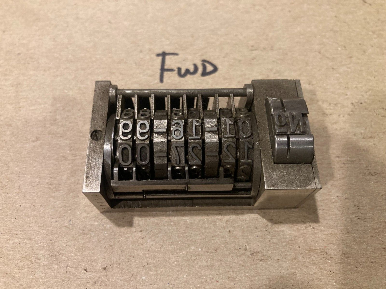 1X Letterpress Numbering DATE machine ATLANTIC 8 DIGIT FORWARD