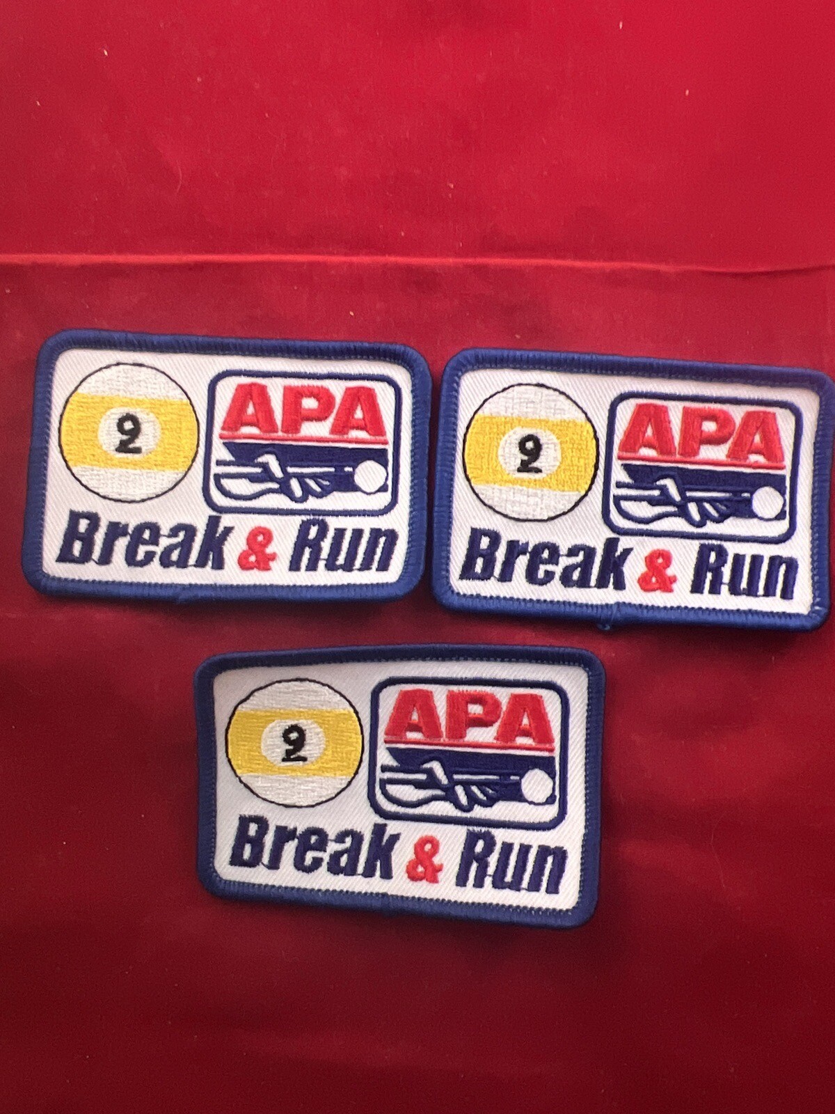 APA American Poolplayers Association LEAGUE 9 BALL BREAK & RUN PATCHES Lot of 3
