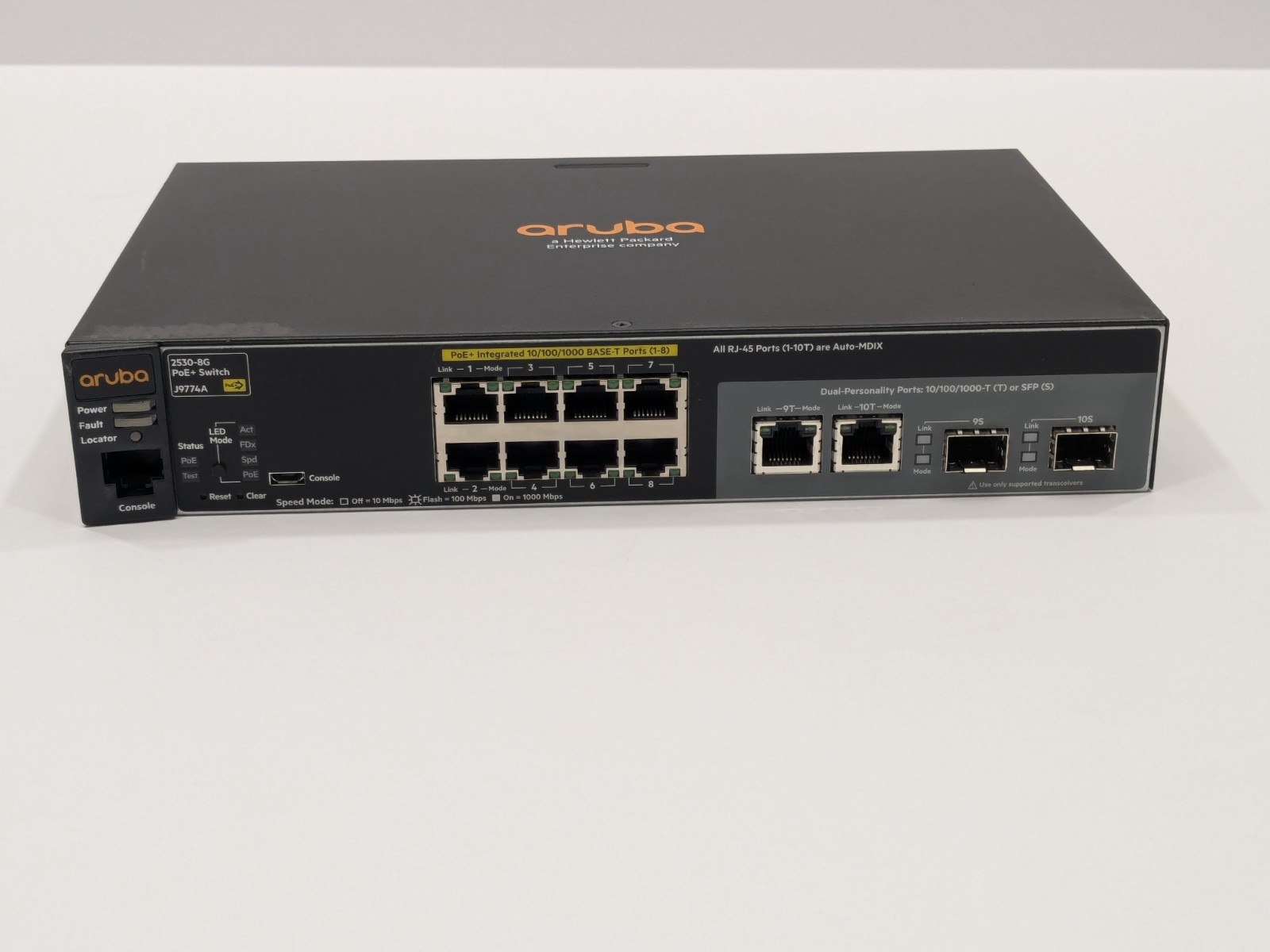 HPE Aruba 2530F 8G PoE+ 2SFP (J9774A) 8 Port Layer 2 Managed Switch - No Adapter