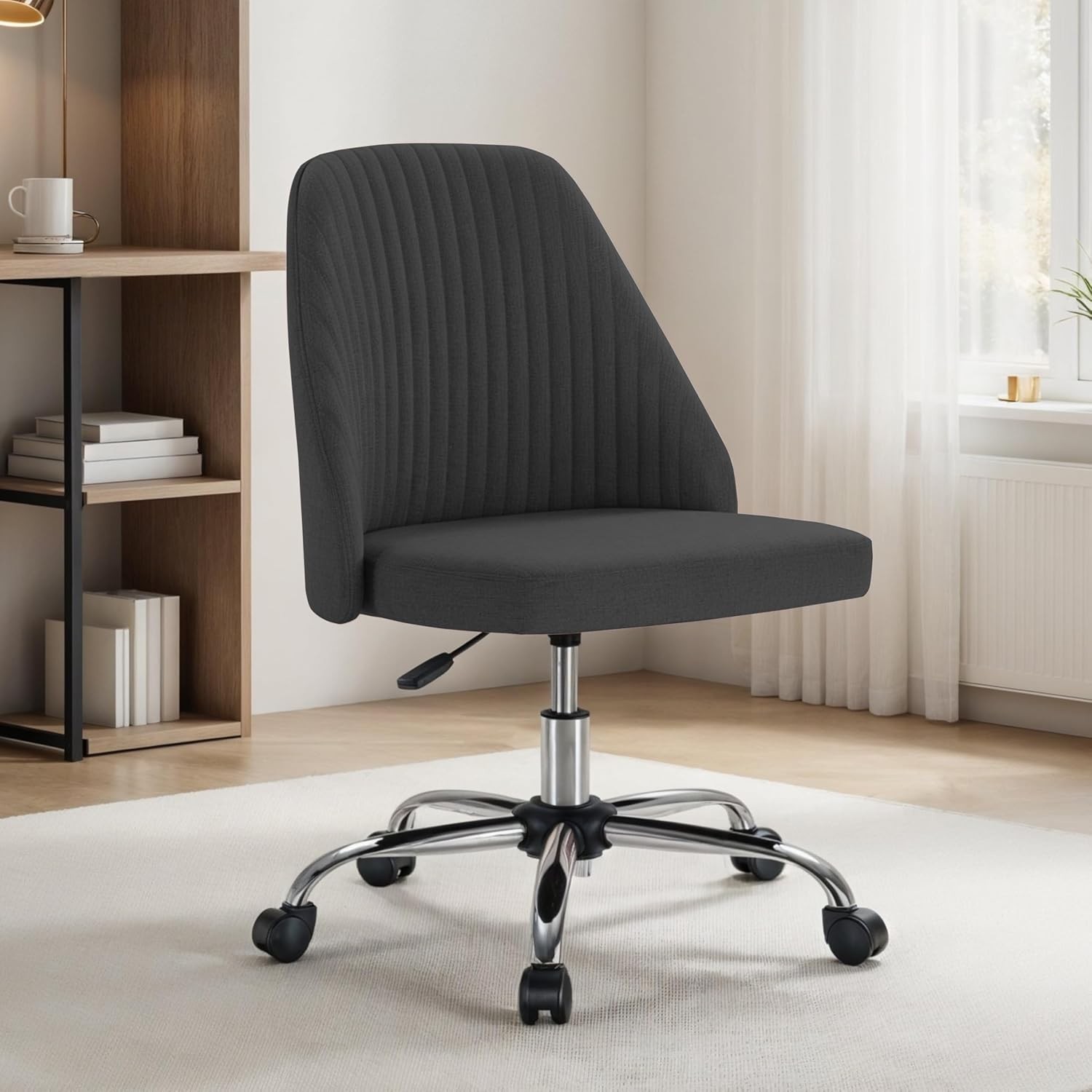 Armless Office Desk Chair Modern Cute Swivel Vanity Chair Comfy Home Office