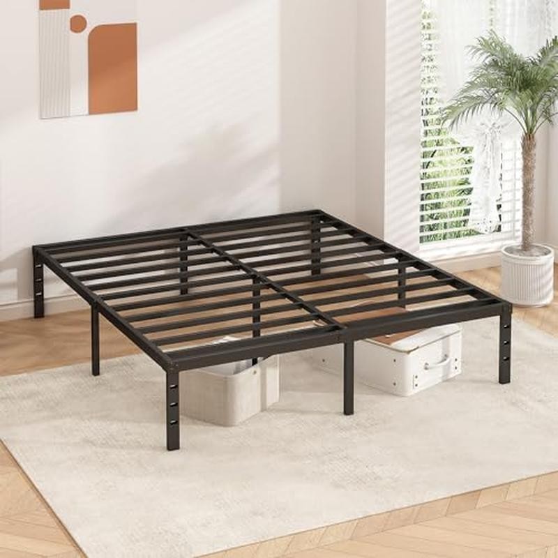 King Metal Platform Bed Frame Sturdy Support Easy Assembly Squeak Resistant New