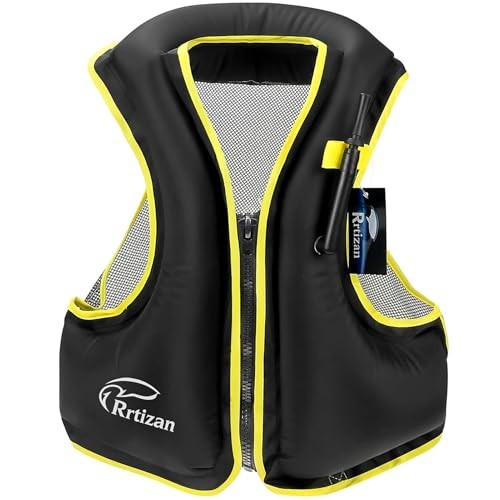 Inflatable Snorkel Vest for Adult, Travel Snorkeling Vest Large-X-Large Black