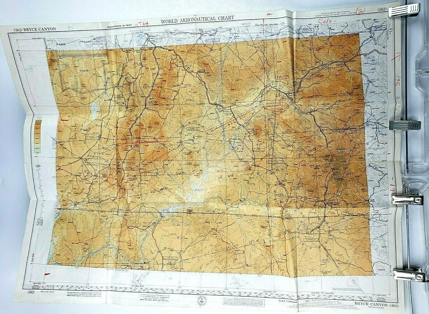 Bryce Canyon World Aeronautical Chart 28th Edition 1965