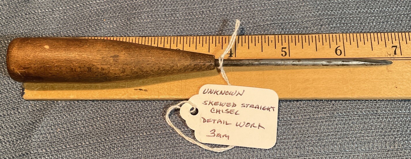 Vintage Skewed Straight Chisel 3mm- For Detailed Woodcarving