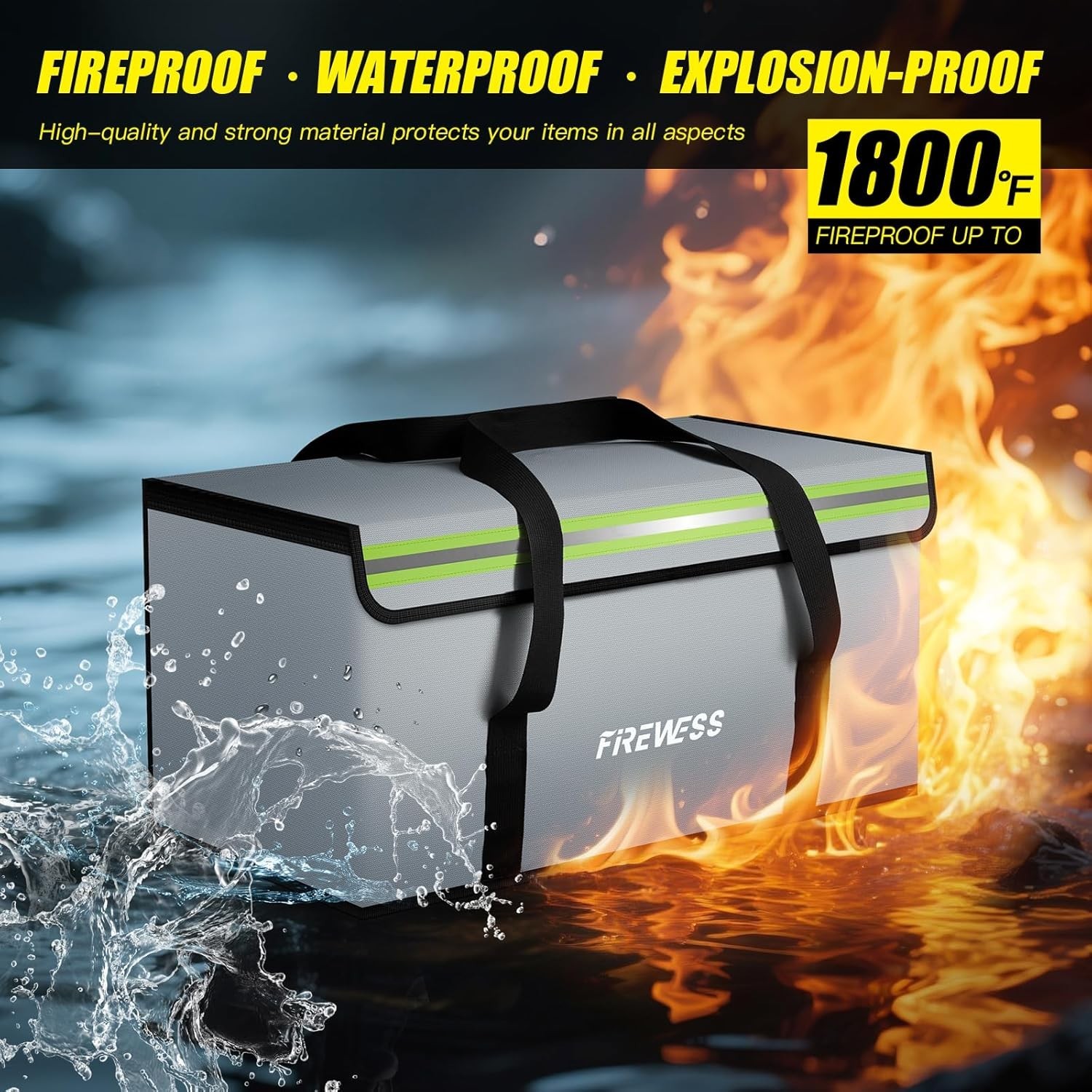 Large Fireproof Safe Bag, 24x12x12 Fireproof Document Bag, Large capacity wat...