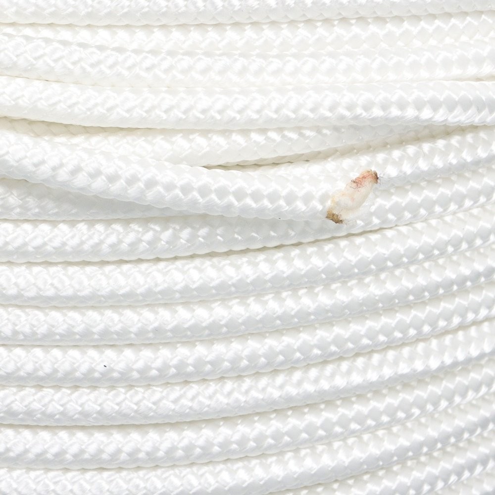 1/4 Inch Nylon Rope 500 Foot Spool 100% Nylon Solid Braid Rope Dyeable White