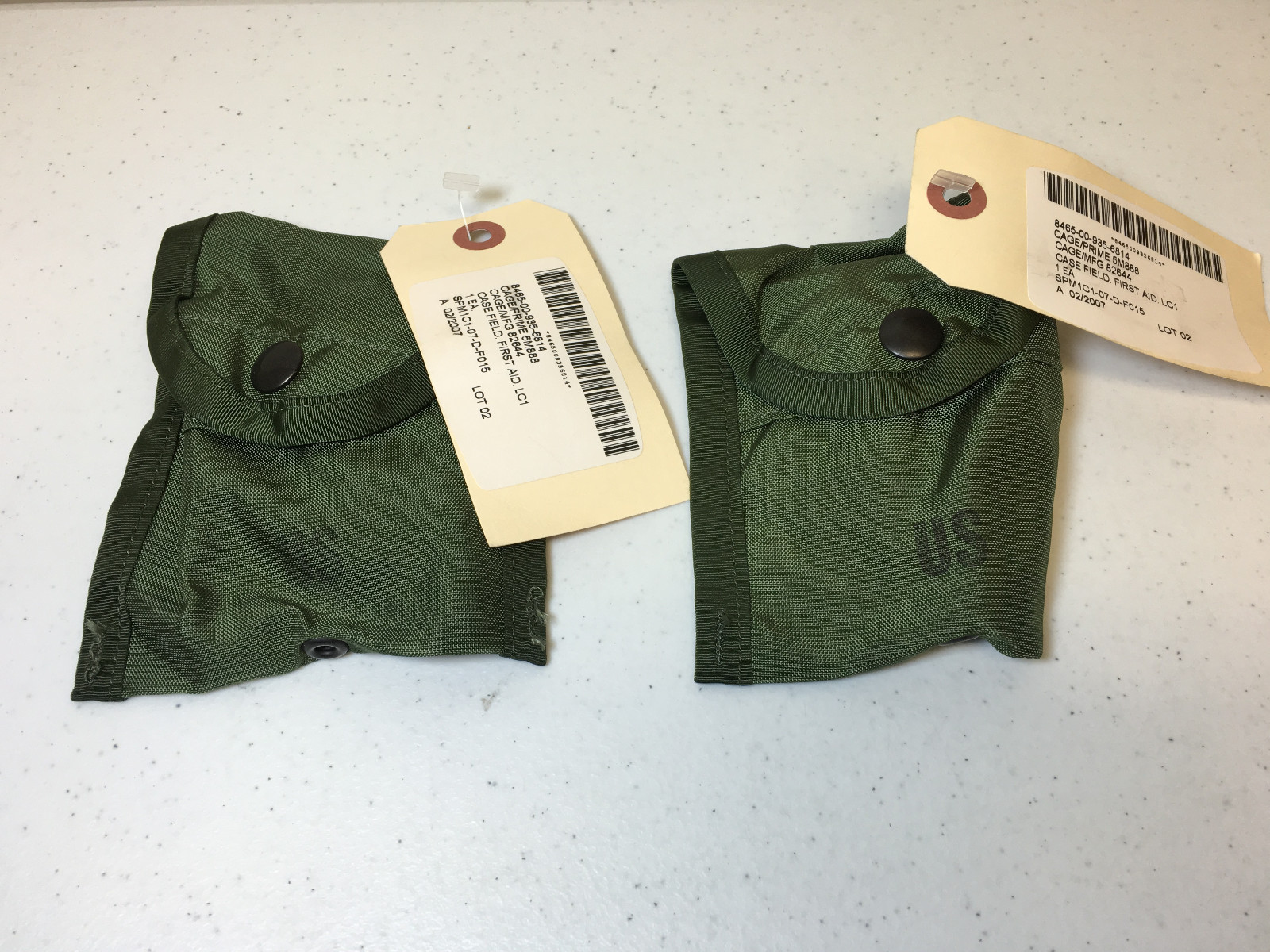 LOT OF 2 MILITARY ISSUED COMPASS / FIRST AID POUCHES OD GREEN ALICE LC-1 NWT