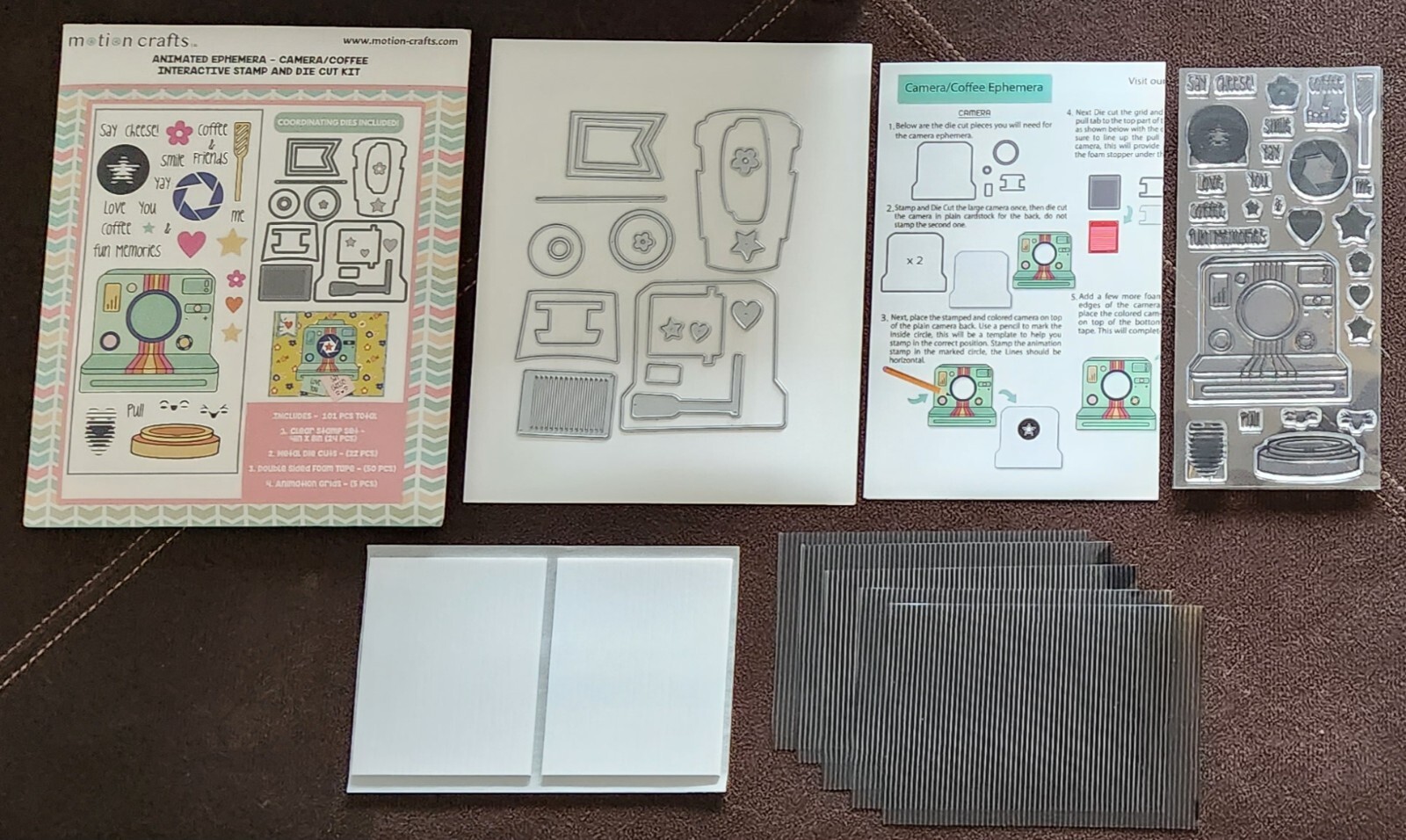 Motion Crafts Animated Ephemera Camera/Coffee Stamp & Die Cut Kit