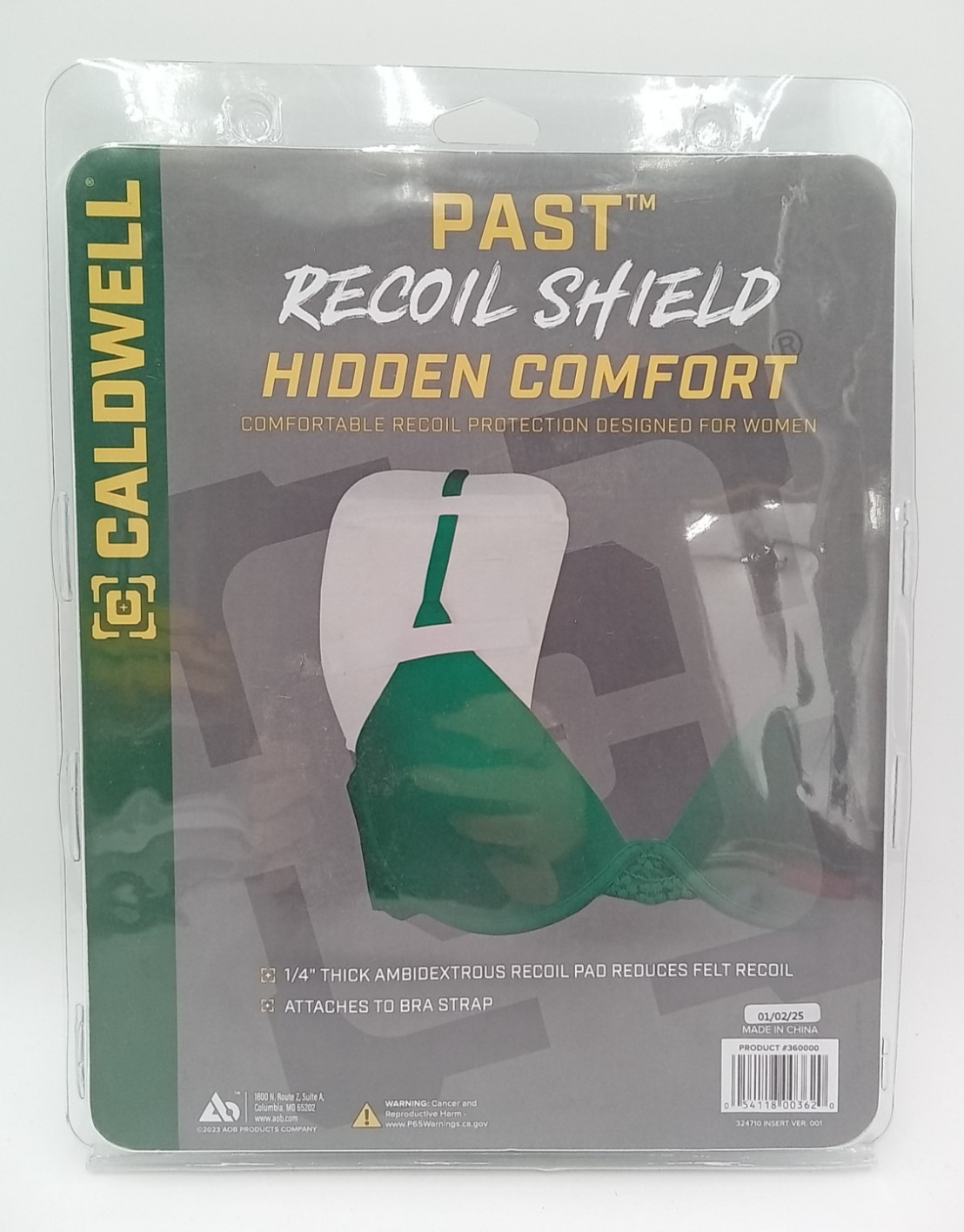 Caldwell Past Recoil Shield Hidden Comfort For Women, 1/4" Thick, Ambidextrous