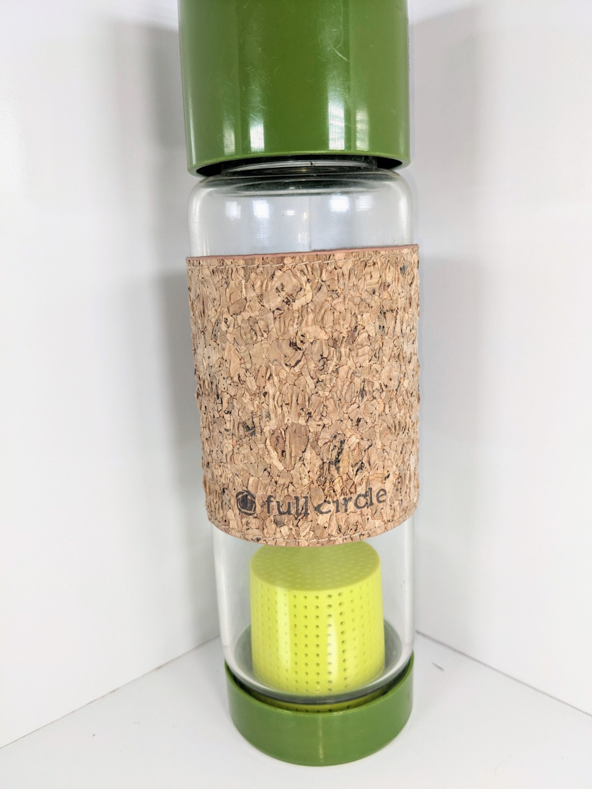 Full Circle Fusion Tea Time Japan Glass Water Bottle BPA Free Travel Green