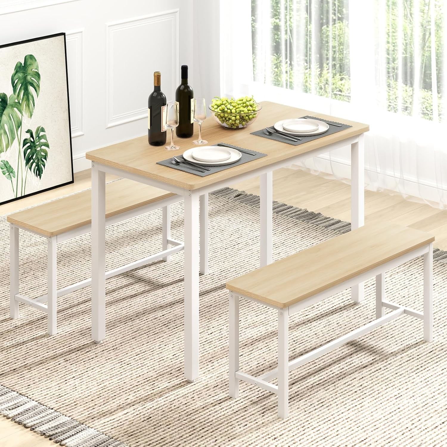 43" Dining Room Table Chairs Set 4 Modern Space Saving Kitchen Table W/ 2