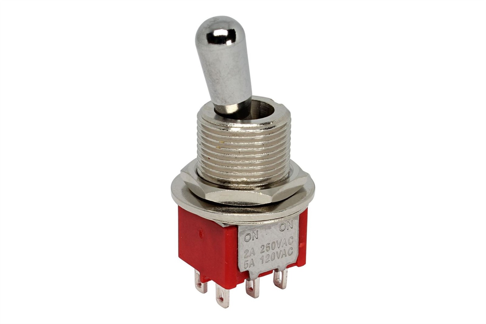 Large Guitar Ultra Toggle Switch DPDT 2-way On-On - Chrome