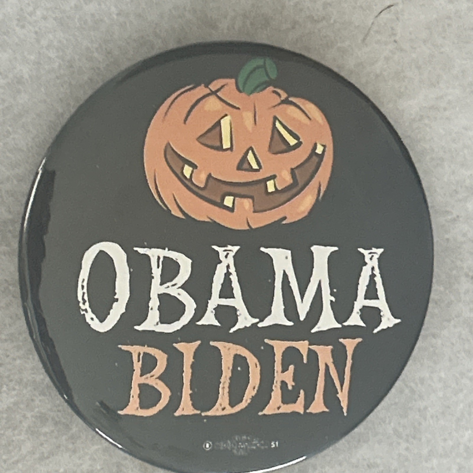 Obama Biden pumpkin jack-o-lantern 3” pinback button pin