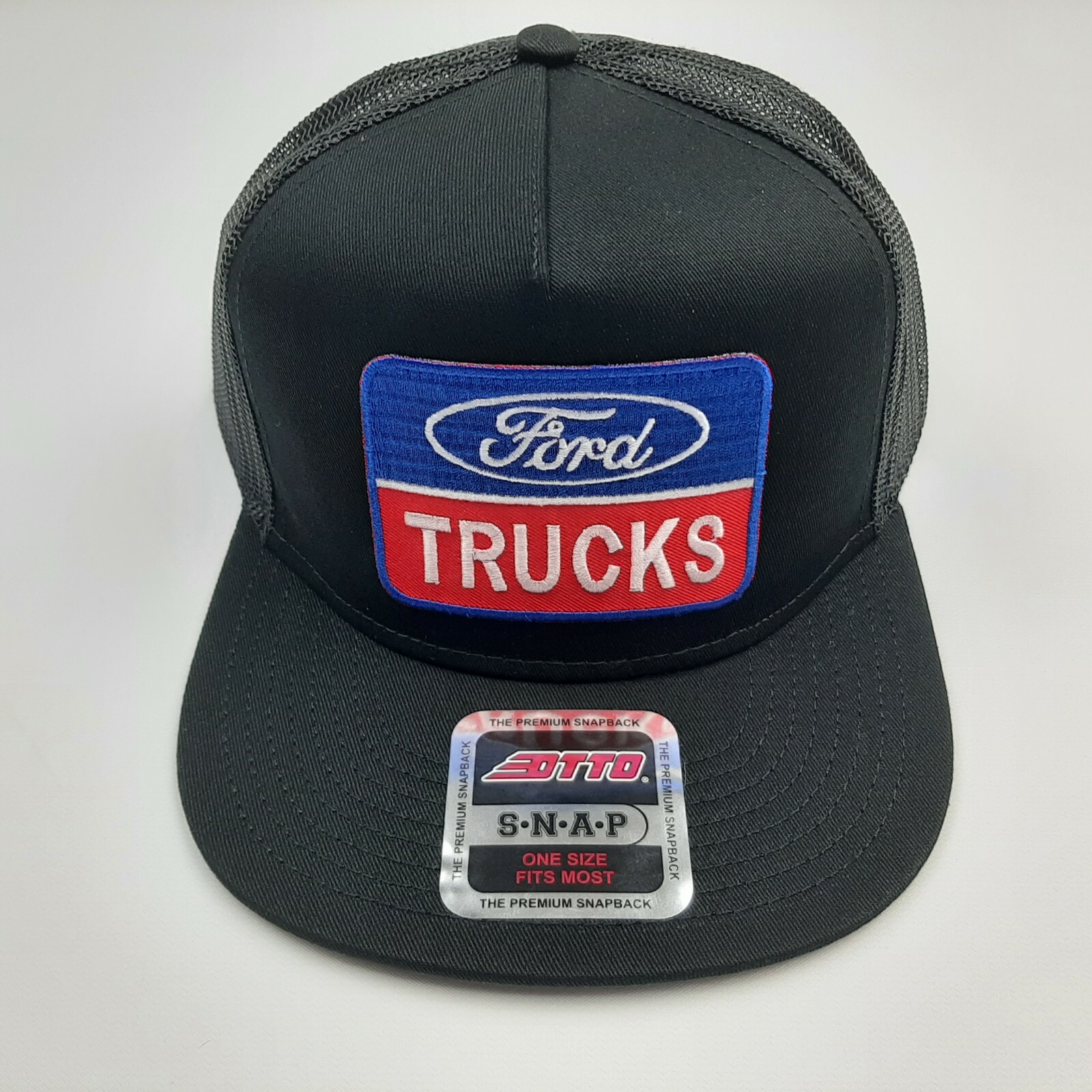 Ford Trucks Otto Flat Bill Baseball Cap Hat Embroidered Patch Mesh Snapback Blac