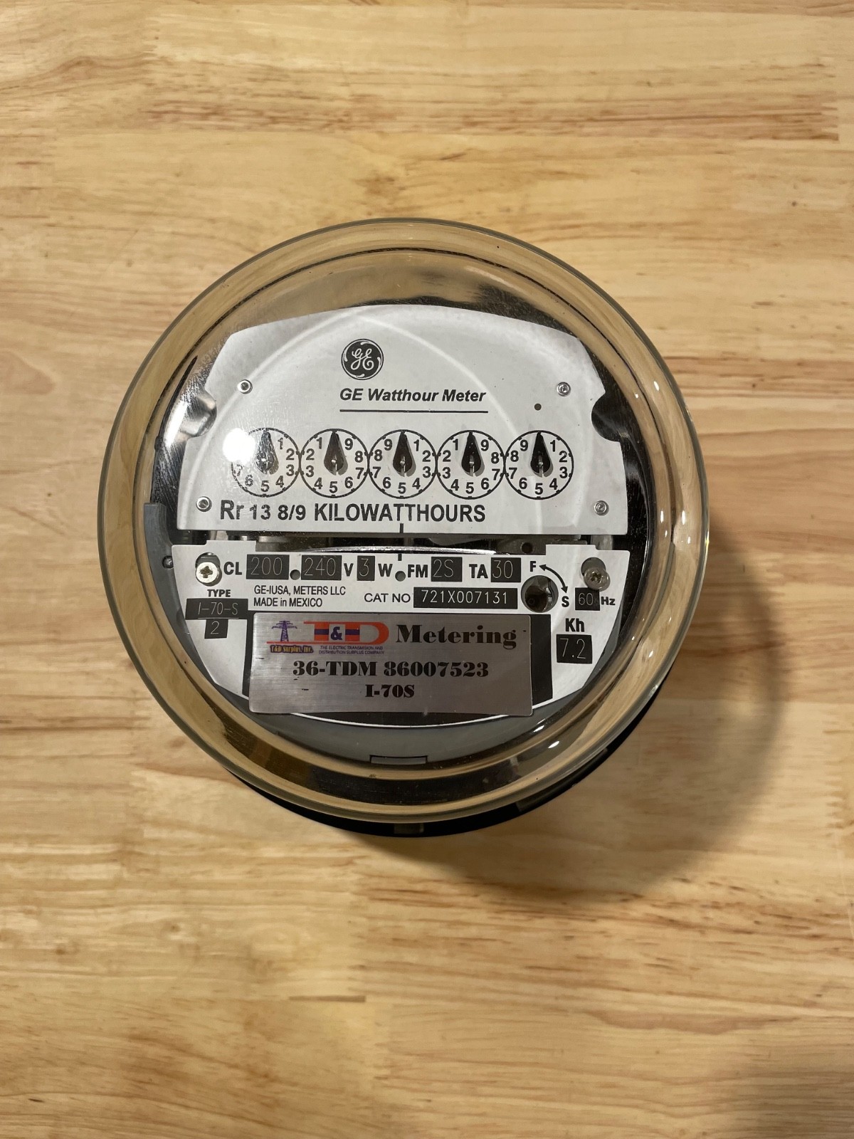 GENERAL ELECTRIC, WATTHOUR METER KWH, I-70S, 240V, FM2S, 200A, 4 LUG, ZERO RESET
