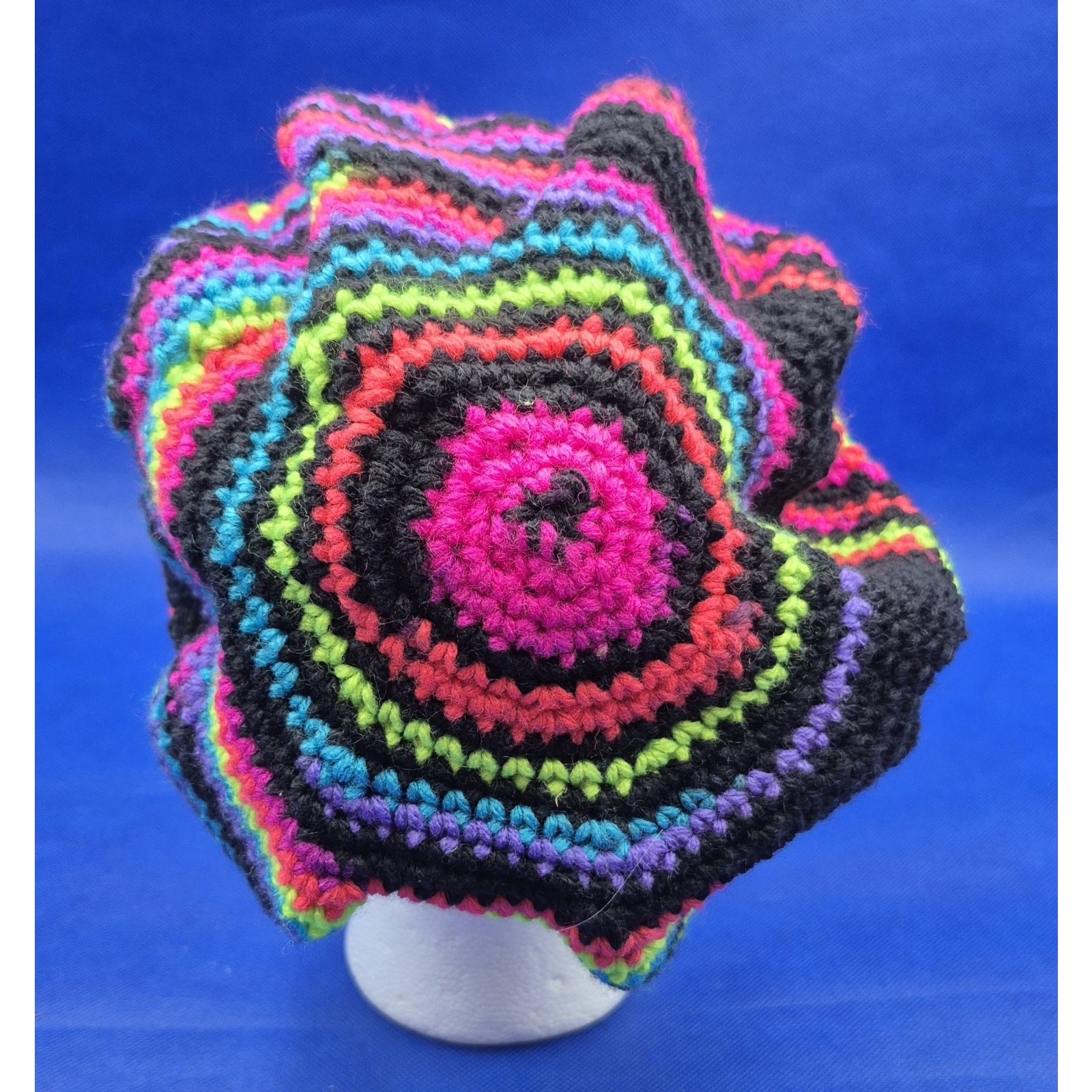 Groovy Handcrafted Multicolor Striped Slouch Hat One Size