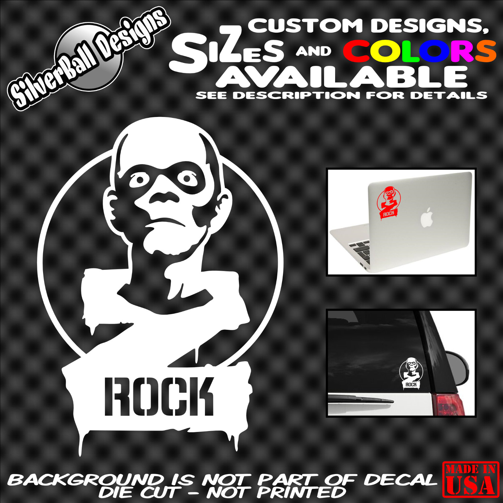 Z-Rock zrock Zombie Vinyl Sticker Car truck window 80's metal glam hair rock CLE