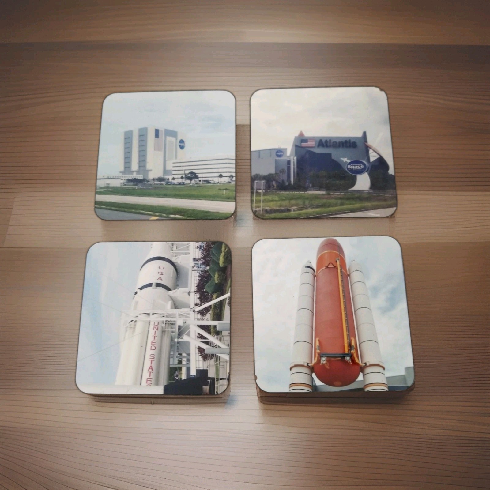 4 - VINTAGE NASA ASTRONAUT COASTERS CORK BACK