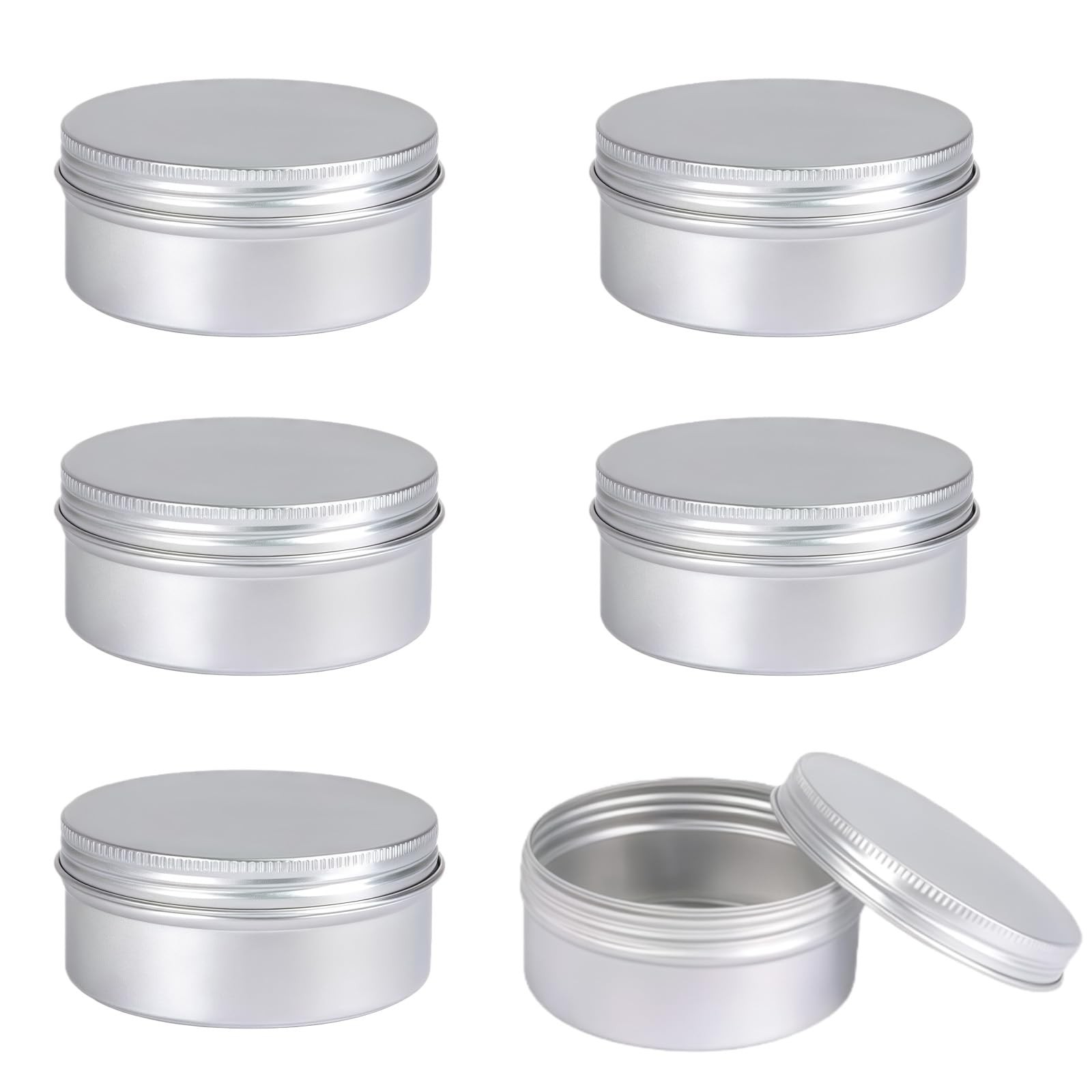 6PCS 120 ML 4oz Round Aluminum Jars Tins Cosmetic Sample Containers With Scre...