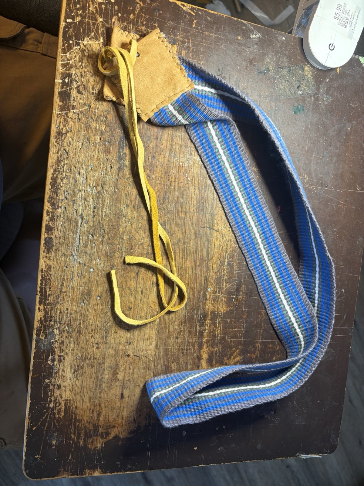 Woven Powderhorn Strap Handmade mountain man Native American. 48 inches long.