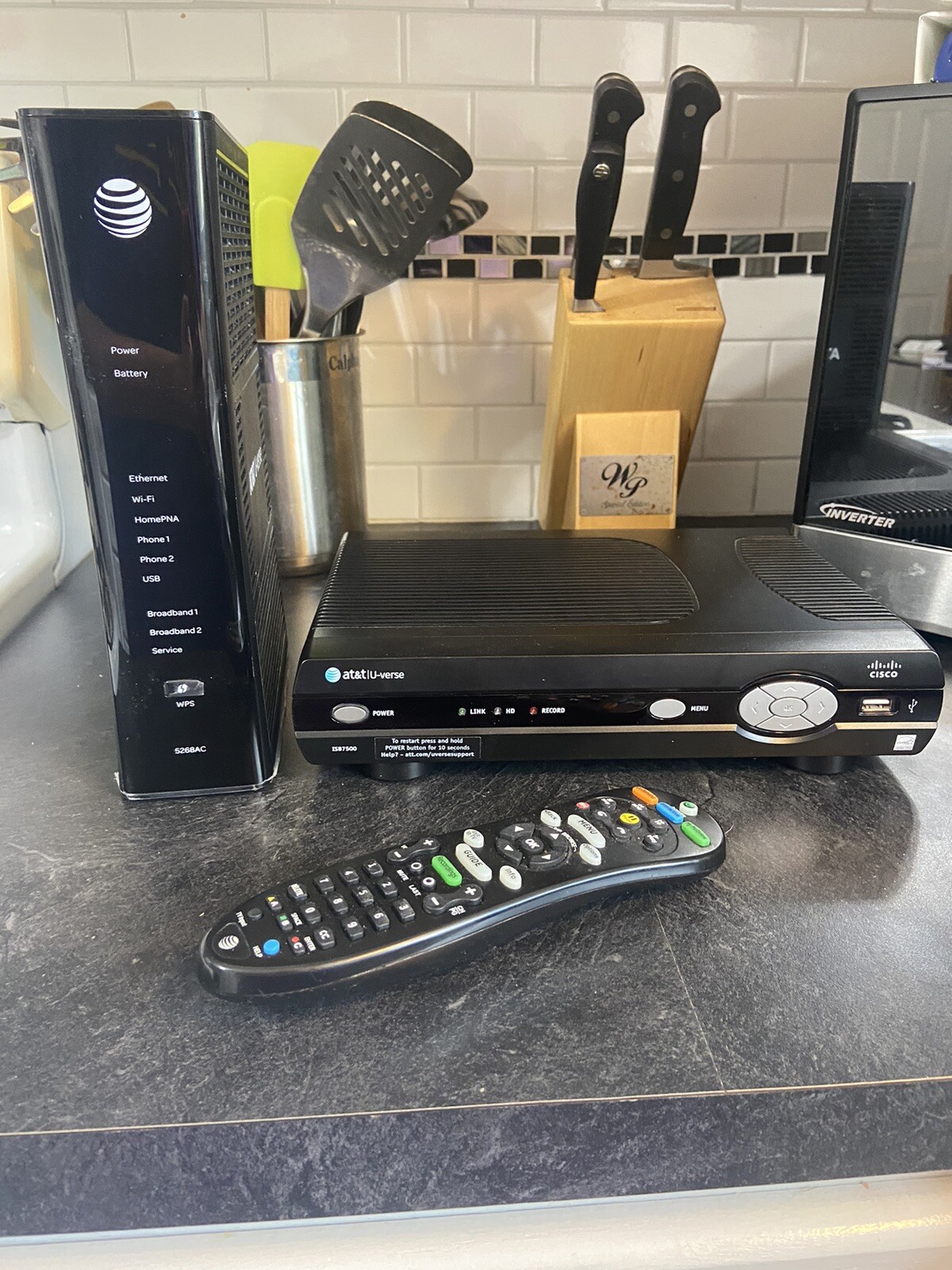 AT&T U-verse S20-S1A Remote, 5268AC Router, ISB7500 DVR Receiver