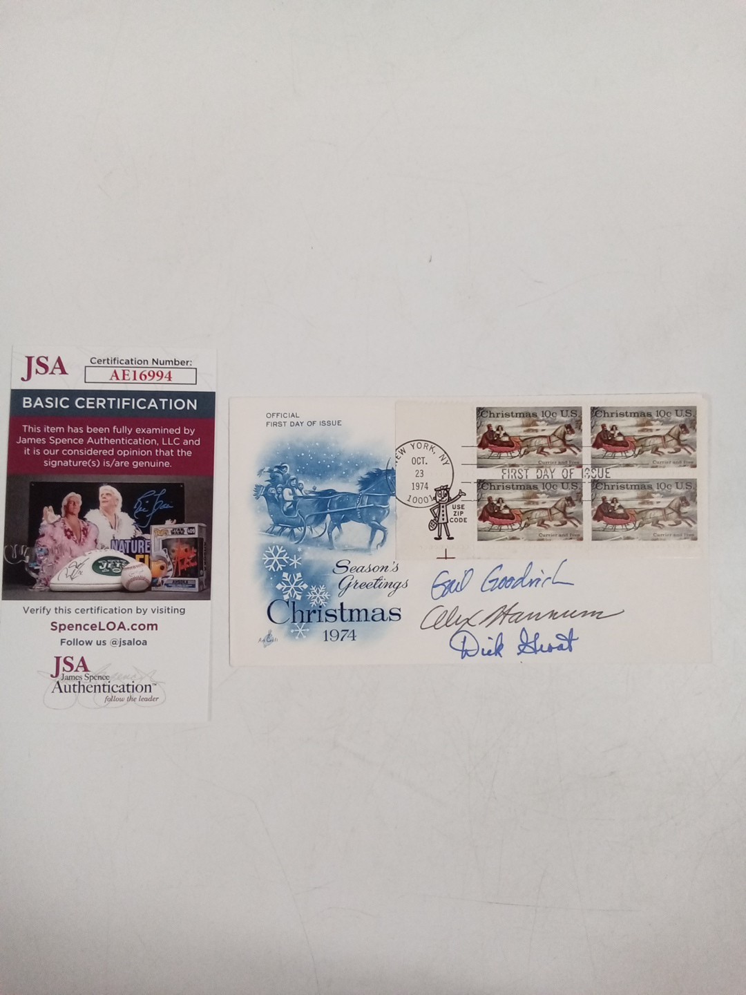 Gail Goodrich, Dick Groat, Alex Hannum Signed First Day Cover JSA -** #