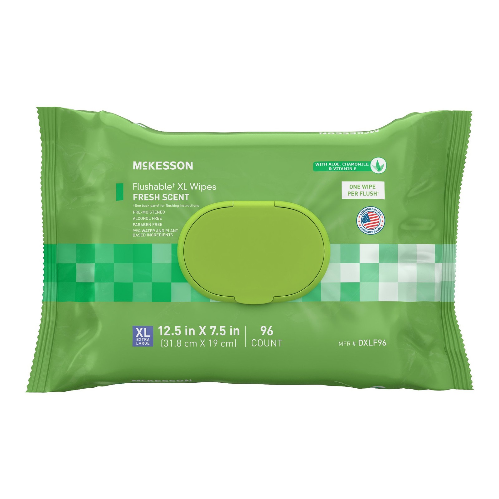 McKesson Flushable* Personal Wipe 7.5 x 12.5" DXLF96 1 Pack 96 Wipes