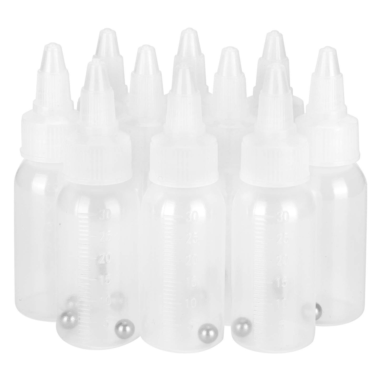 10Pcs 30ml Squeeze Bottles, Paint, Ball Inside, PP Small Plastic, Scale, Pigment