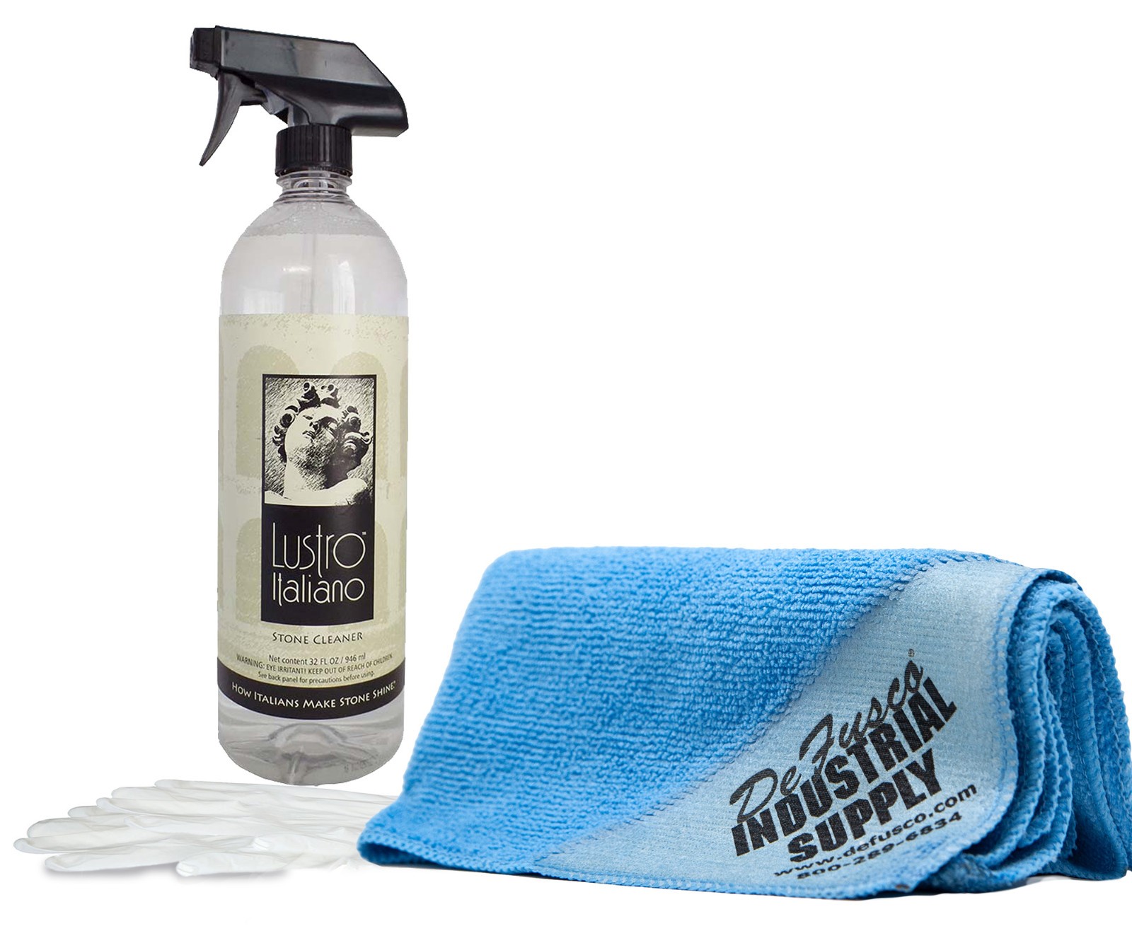 Lustro Italiano Natural Stone Countertop Cleaner 32oz & Microfiber Cloth