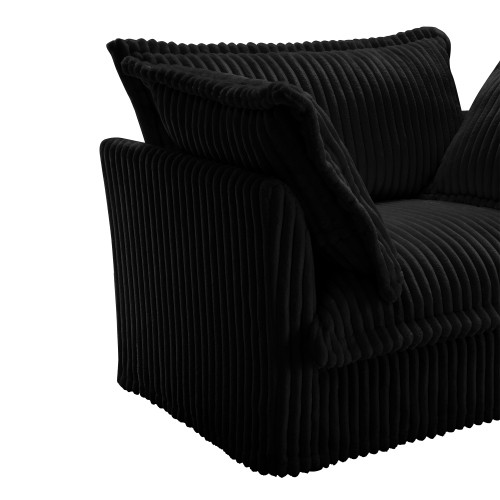 Slip-covered Armchair with 1 Big Back Cushion and 2 Big Toss Pillows Corduroy
