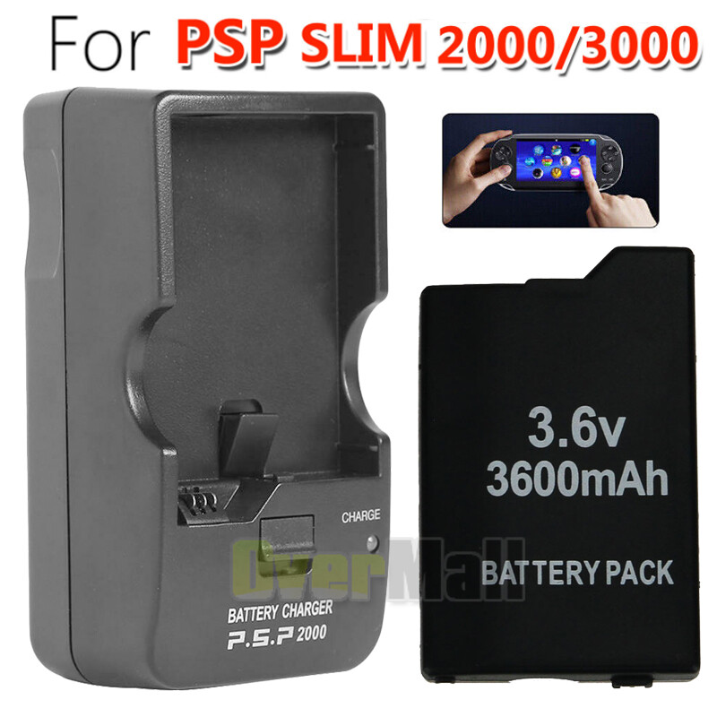 3600mAh Replacement Rechargeable Battery Packs for PSP Slim 2000 2001+Charger