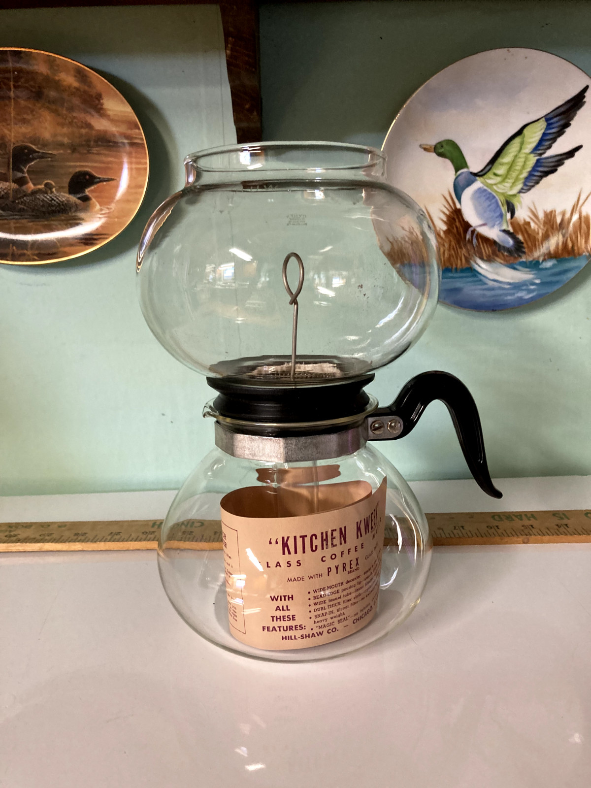 Kitchen Kween double Pyrex glass coffee pot NOS w/no box 6 cup mint