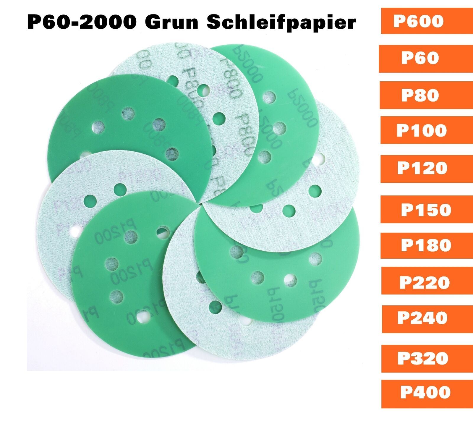 10x sanding discs 125mm 8 hole eccentric wet and dry sandpaper