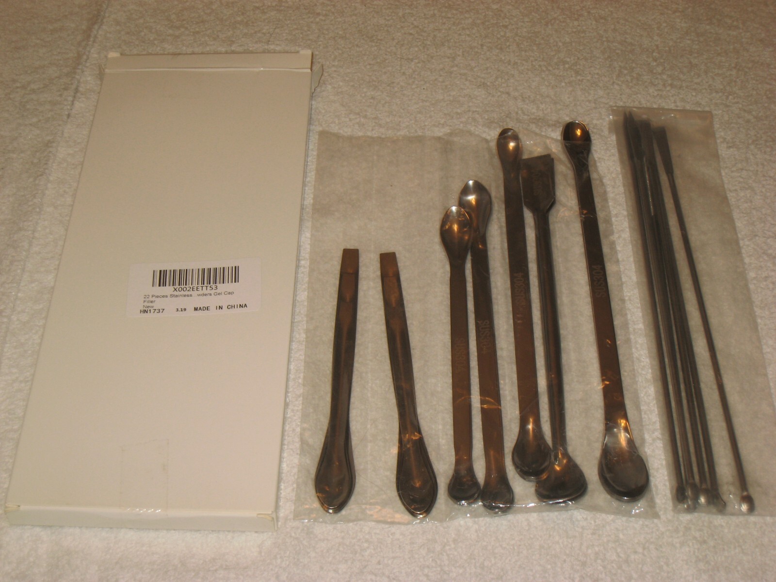 22 PIECES STAINLESS STEEL LAB SPATULA MICRO SCOOP SET LABORATORY SAMPLING SPOON