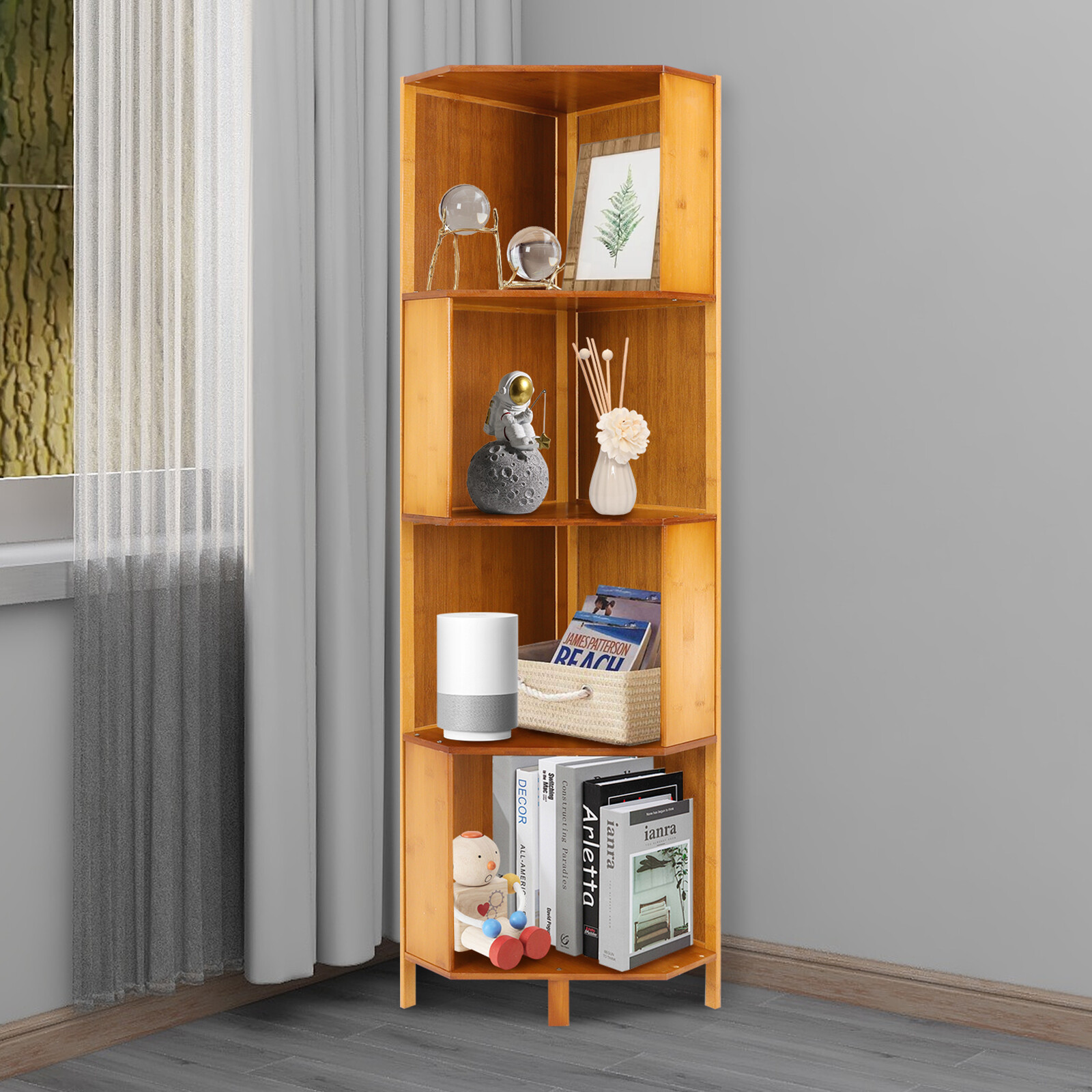 Corner Bookcase A-Shaped Display Bookshelf Multifunctional Storage Display Stand