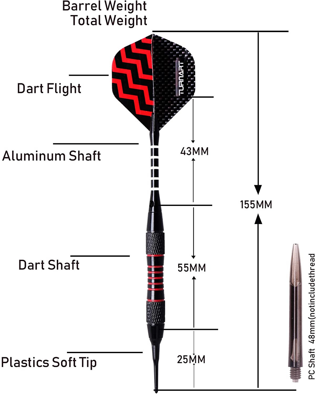 Turnart Darts Plastic Tip - Professional Soft Tip Darts Set for Electronic Dartb