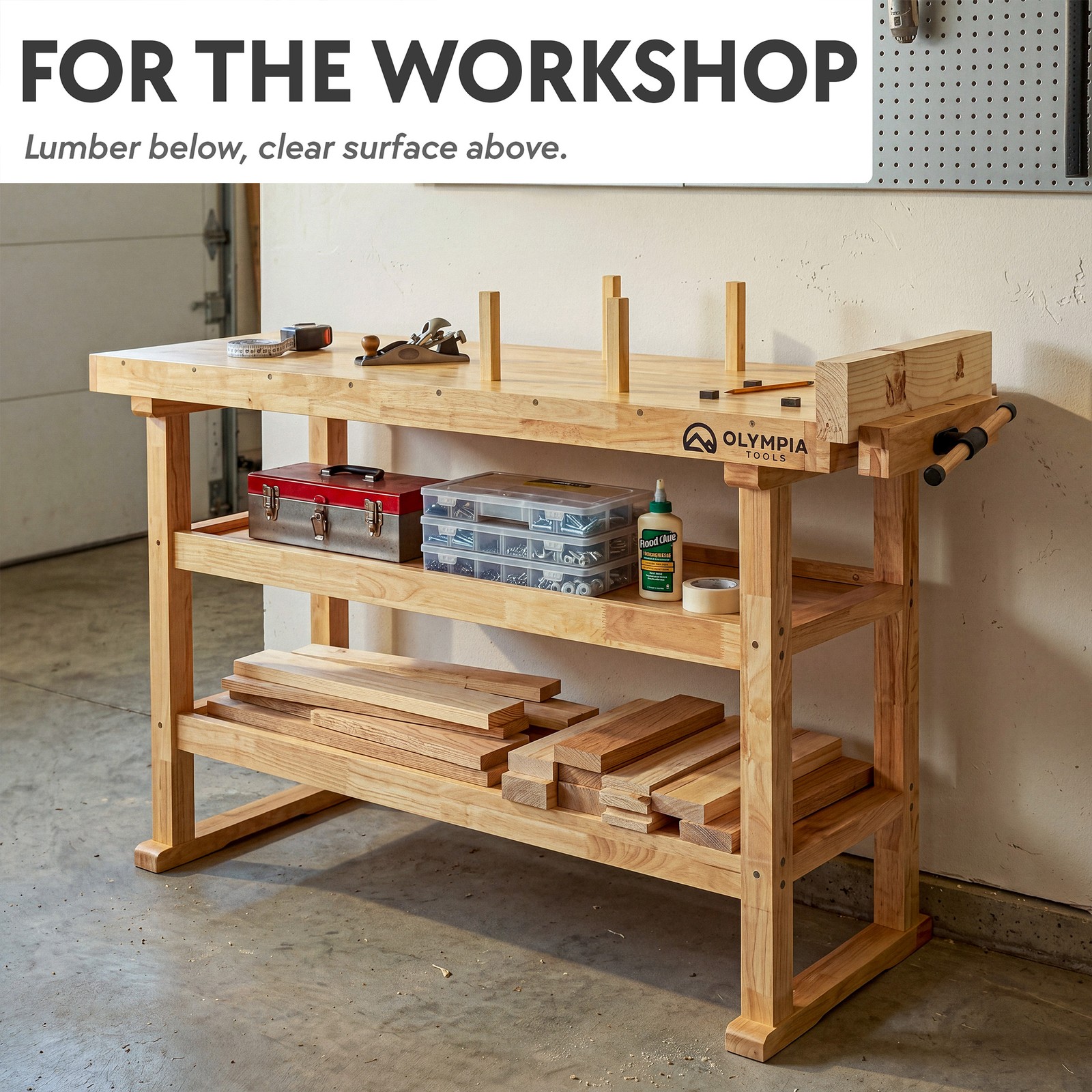 Olympia Tools 60 Inch Heavy Duty Rubberwood Workbench