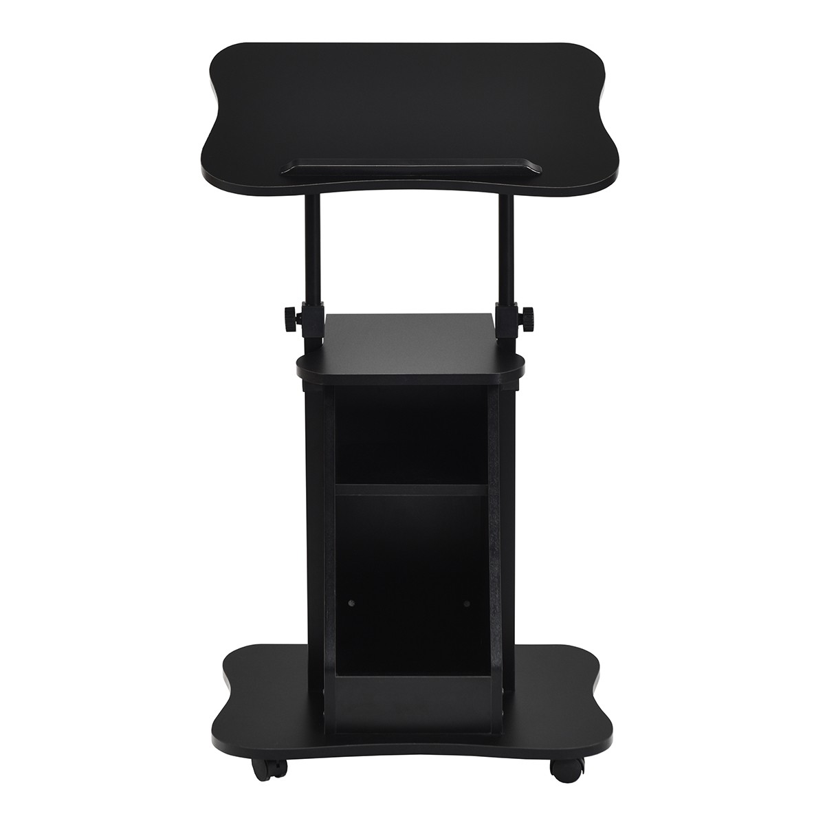 Sit-to-Stand Adjustable Laptop Desk Cart Rolling Mobile Features Storage Black